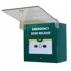 Resettable Green Emergency Door Entry Access Control Lock Release Call Point with Cover - Double Pole
