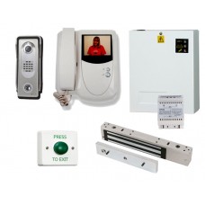 Professional colour video door entry kit with maglock, power supply and exit button
