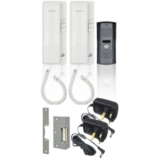 Audio Door Entry Intercom Kit with Yale Type Lock Release - 2 Handsets
