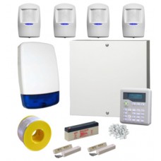 Wired Intruder Burglar Alarm System PROFESSIONAL Kit LCD Keypad with 4 Pyronix MEQ Blue PIRs
