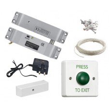 Simple Access Control Door Entry Kit, Surface Mounted Solenoid Bolt, Power Supply, Exit Button