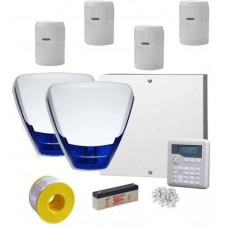 Wired Intruder Burglar Alarm System PROFESSIONAL Kit LCD Keypad with Pro PIRs and Two Live Deltabell Bell Boxes