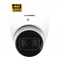 SPRO 8MP Fixed Lens Turret CCTV Camera with Microphone, 30 Meter SMART IR Night Vision, White